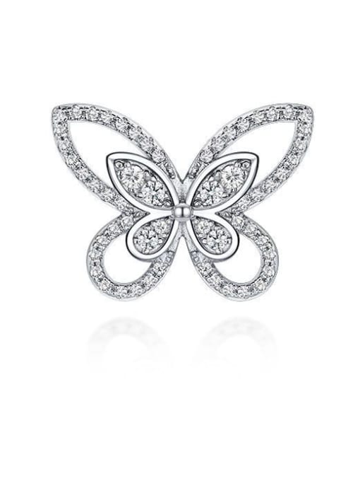 White [e 0224] 925 Sterling Silver High Carbon Diamond Butterfly Dainty Stud Earring